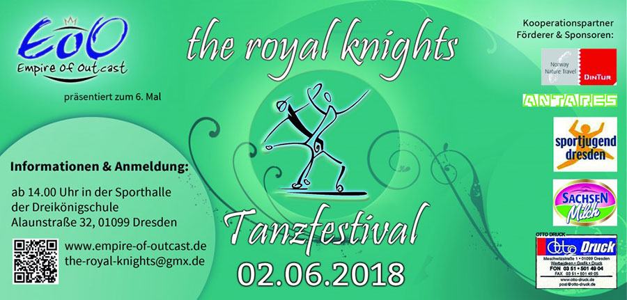 türkiser flyer des tanzfetval the royal knights 2018