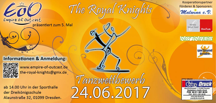 orangener Flyer Tanzwettbewerb the royal knights 2017